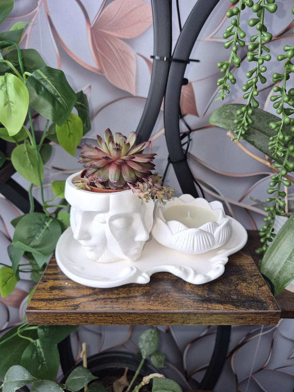 Succulent & Flower Candle Set detail 2